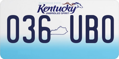 KY license plate 036UBO
