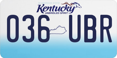 KY license plate 036UBR