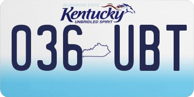 KY license plate 036UBT