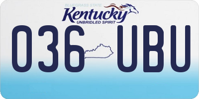 KY license plate 036UBU