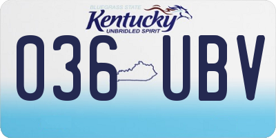 KY license plate 036UBV