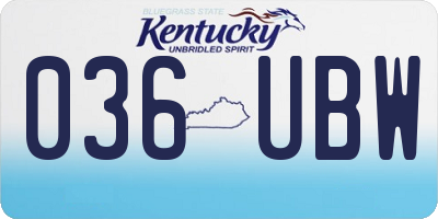 KY license plate 036UBW
