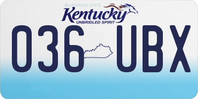 KY license plate 036UBX