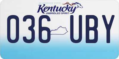 KY license plate 036UBY