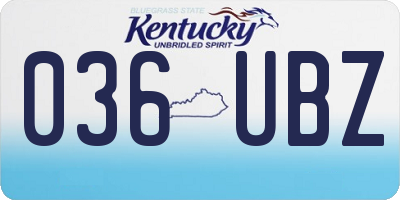 KY license plate 036UBZ
