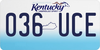 KY license plate 036UCE