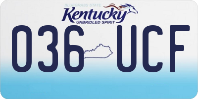KY license plate 036UCF