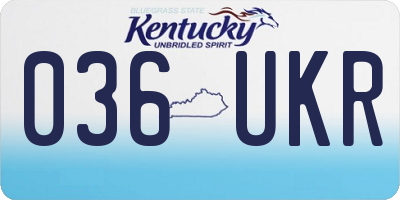 KY license plate 036UKR