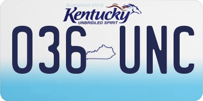 KY license plate 036UNC