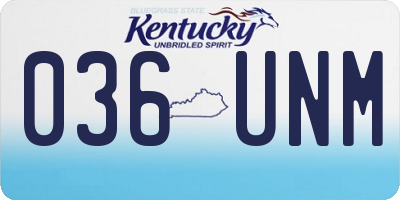 KY license plate 036UNM