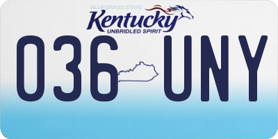 KY license plate 036UNY