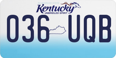 KY license plate 036UQB