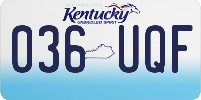 KY license plate 036UQF