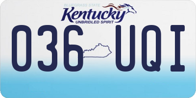 KY license plate 036UQI