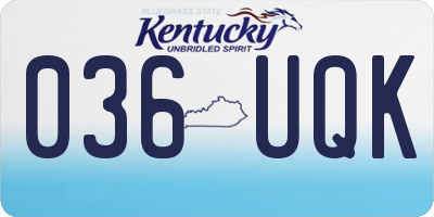 KY license plate 036UQK