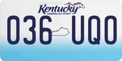 KY license plate 036UQO