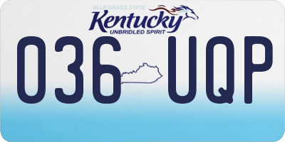 KY license plate 036UQP