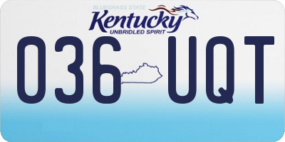 KY license plate 036UQT