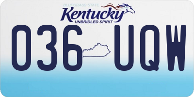 KY license plate 036UQW