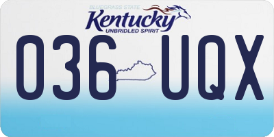 KY license plate 036UQX