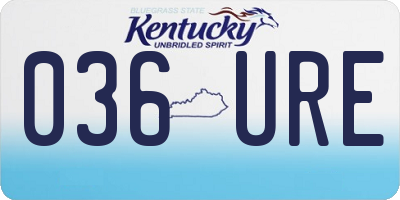 KY license plate 036URE
