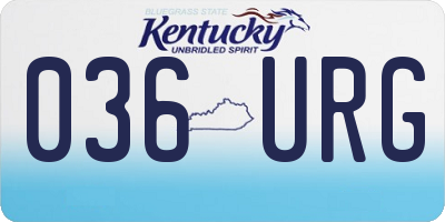 KY license plate 036URG