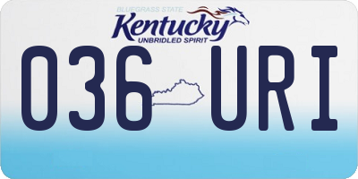 KY license plate 036URI