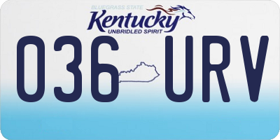 KY license plate 036URV
