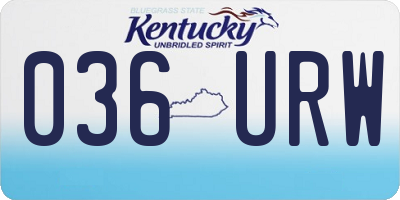 KY license plate 036URW