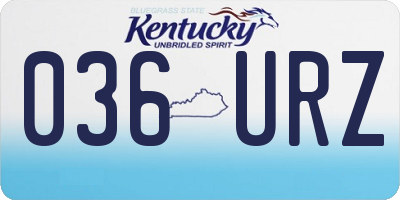 KY license plate 036URZ
