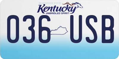 KY license plate 036USB