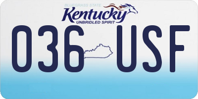 KY license plate 036USF