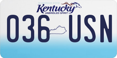 KY license plate 036USN