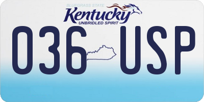 KY license plate 036USP