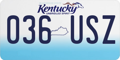 KY license plate 036USZ
