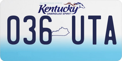 KY license plate 036UTA