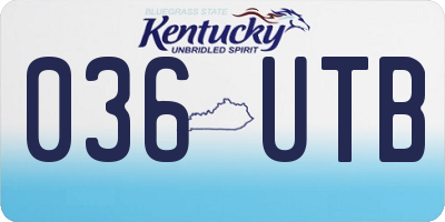KY license plate 036UTB