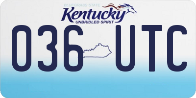KY license plate 036UTC