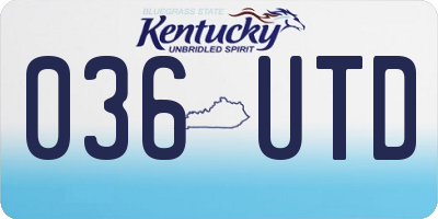 KY license plate 036UTD