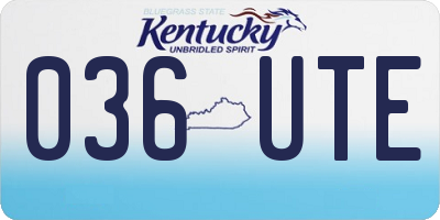 KY license plate 036UTE