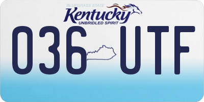 KY license plate 036UTF