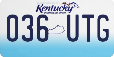 KY license plate 036UTG