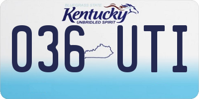 KY license plate 036UTI