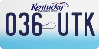 KY license plate 036UTK