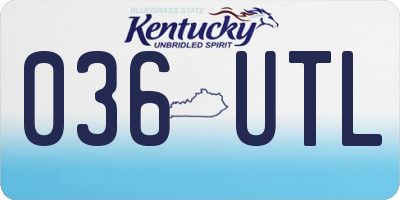 KY license plate 036UTL