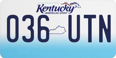 KY license plate 036UTN