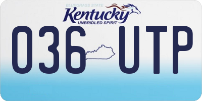 KY license plate 036UTP