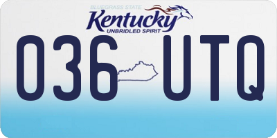 KY license plate 036UTQ