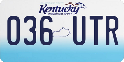 KY license plate 036UTR