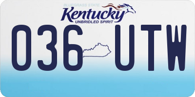 KY license plate 036UTW